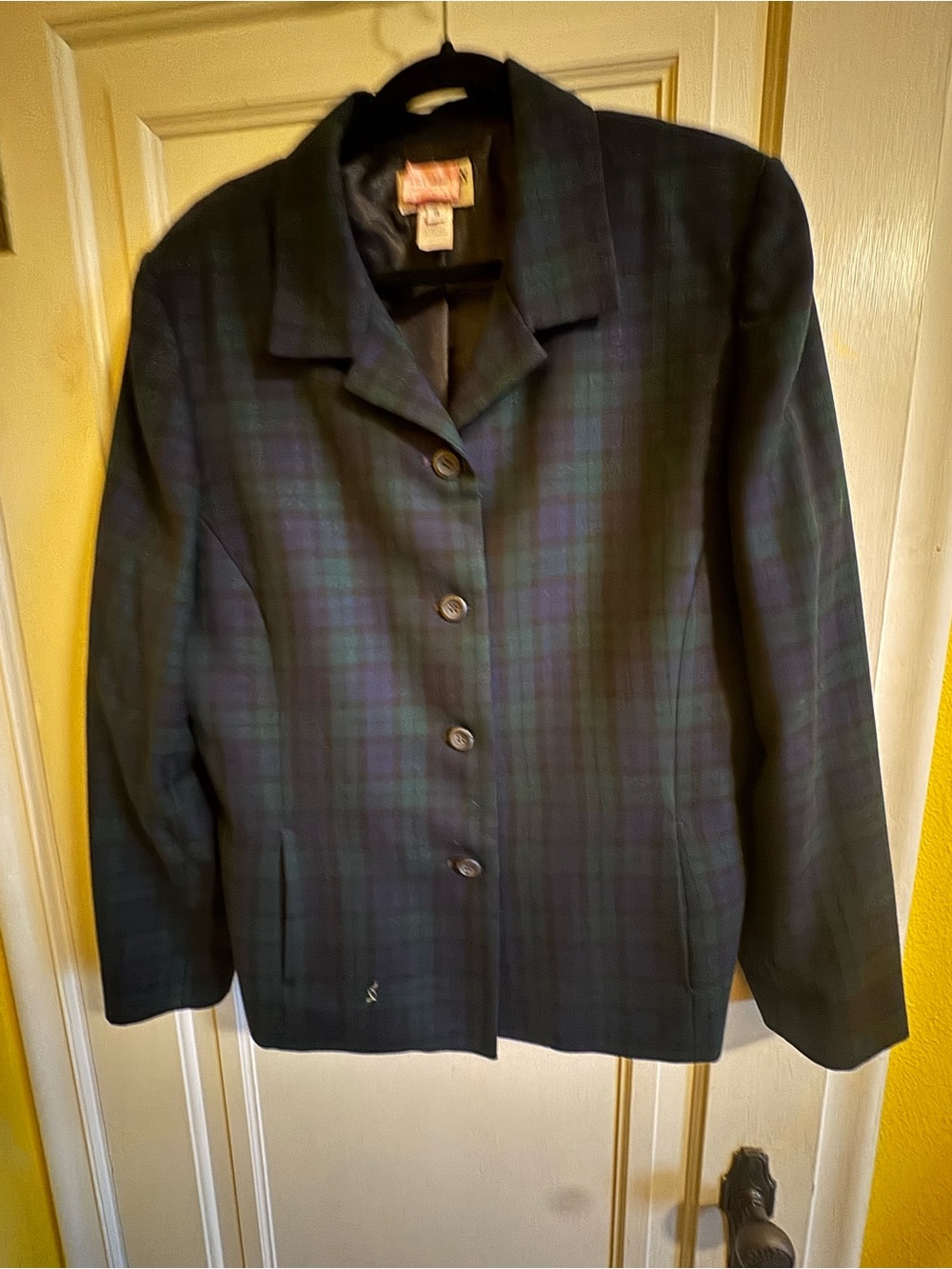 Pendleton Blackwatch Plaid Button Jacket in Navy & Green Women’s